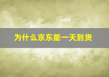 为什么京东能一天到货