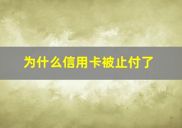 为什么信用卡被止付了