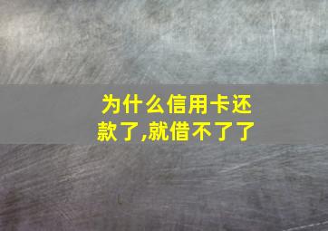 为什么信用卡还款了,就借不了了