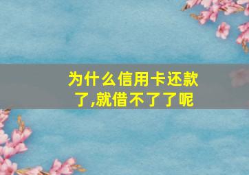 为什么信用卡还款了,就借不了了呢