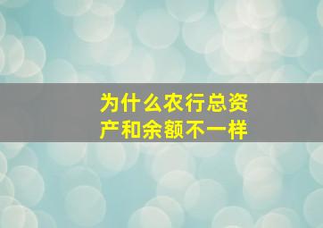 为什么农行总资产和余额不一样