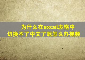 为什么在excel表格中切换不了中文了呢怎么办视频