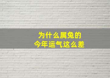 为什么属兔的今年运气这么差