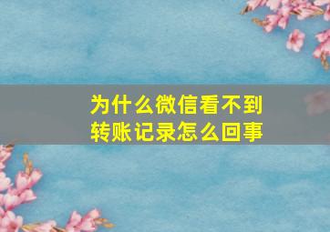 为什么微信看不到转账记录怎么回事