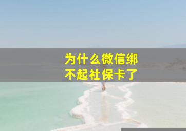 为什么微信绑不起社保卡了