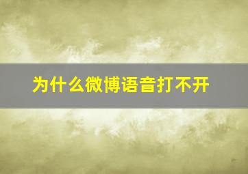 为什么微博语音打不开