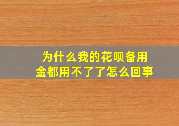 为什么我的花呗备用金都用不了了怎么回事