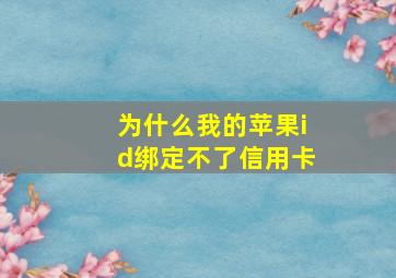 为什么我的苹果id绑定不了信用卡