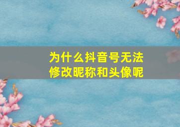 为什么抖音号无法修改昵称和头像呢