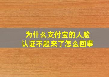 为什么支付宝的人脸认证不起来了怎么回事