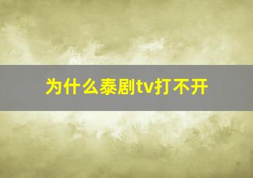 为什么泰剧tv打不开