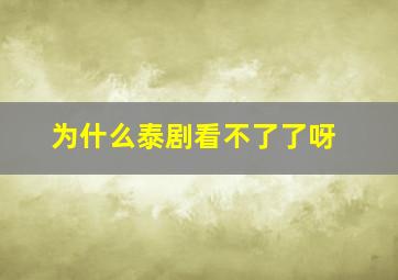 为什么泰剧看不了了呀