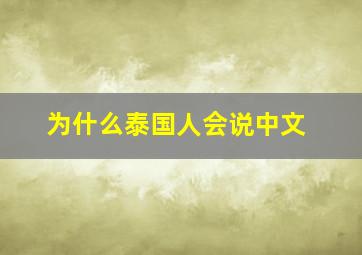 为什么泰国人会说中文