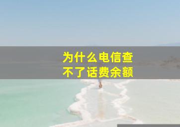 为什么电信查不了话费余额