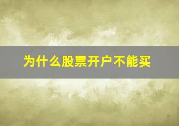 为什么股票开户不能买