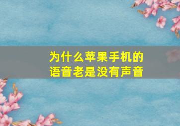 为什么苹果手机的语音老是没有声音