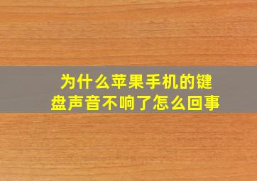 为什么苹果手机的键盘声音不响了怎么回事