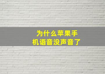 为什么苹果手机语音没声音了