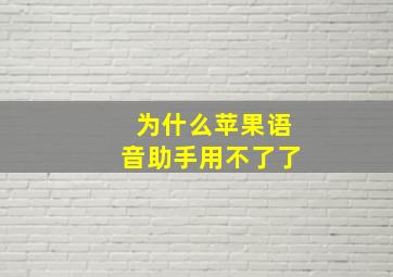 为什么苹果语音助手用不了了