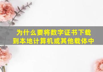 为什么要将数字证书下载到本地计算机或其他载体中