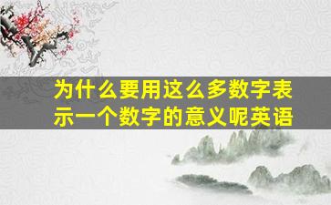 为什么要用这么多数字表示一个数字的意义呢英语