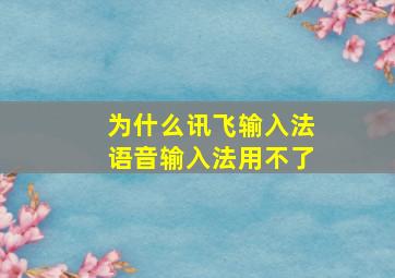 为什么讯飞输入法语音输入法用不了