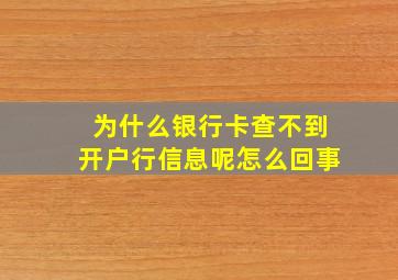 为什么银行卡查不到开户行信息呢怎么回事