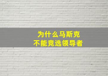 为什么马斯克不能竞选领导者