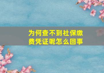 为何查不到社保缴费凭证呢怎么回事