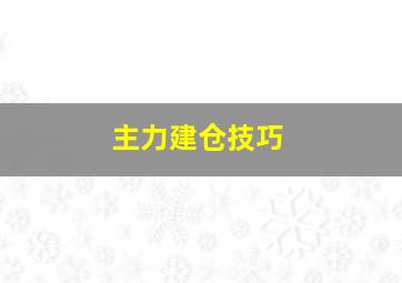 主力建仓技巧