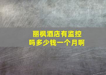 丽枫酒店有监控吗多少钱一个月啊