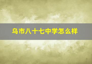 乌市八十七中学怎么样