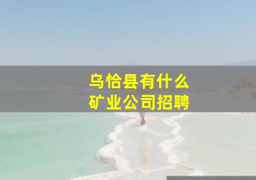 乌恰县有什么矿业公司招聘