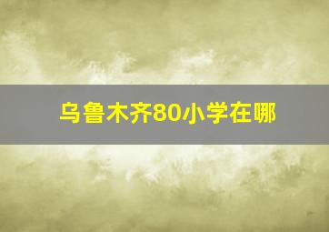 乌鲁木齐80小学在哪