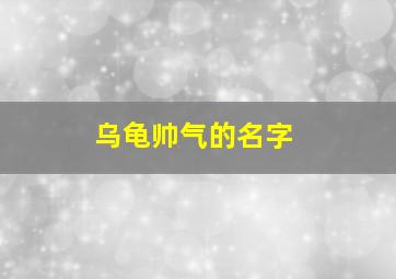 乌龟帅气的名字