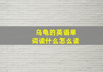 乌龟的英语单词读什么怎么读