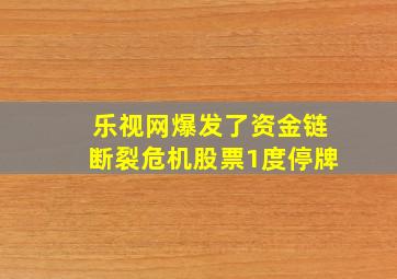 乐视网爆发了资金链断裂危机股票1度停牌