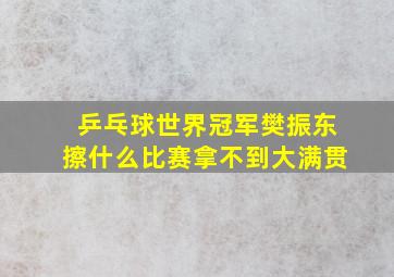 乒乓球世界冠军樊振东擦什么比赛拿不到大满贯