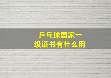 乒乓球国家一级证书有什么用