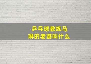 乒乓球教练马琳的老婆叫什么