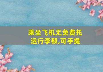 乘坐飞机无免费托运行李额,可手提