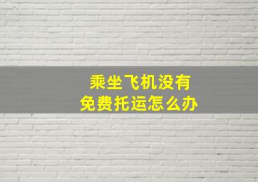 乘坐飞机没有免费托运怎么办