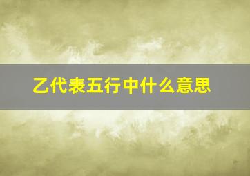 乙代表五行中什么意思