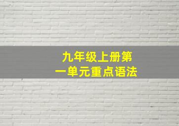 九年级上册第一单元重点语法