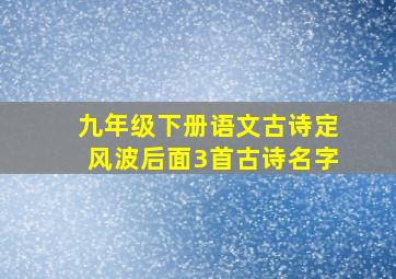 九年级下册语文古诗定风波后面3首古诗名字