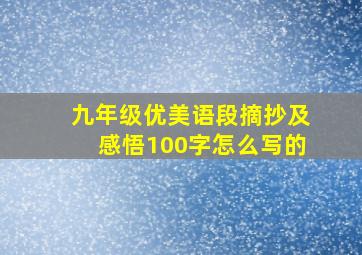 九年级优美语段摘抄及感悟100字怎么写的