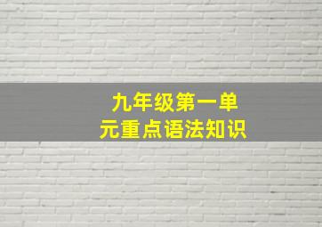 九年级第一单元重点语法知识