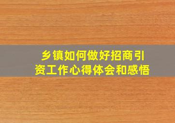 乡镇如何做好招商引资工作心得体会和感悟