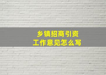 乡镇招商引资工作意见怎么写