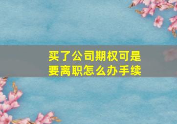 买了公司期权可是要离职怎么办手续